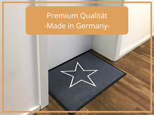 Lade das Bild in den Galerie-Viewer, HOGACA Luxus Anti-Rutsch Fußmatte bzw. Läufer „Made in Germany“, in 3 Größen in dunkelgrau Kontur-Sterne Design

